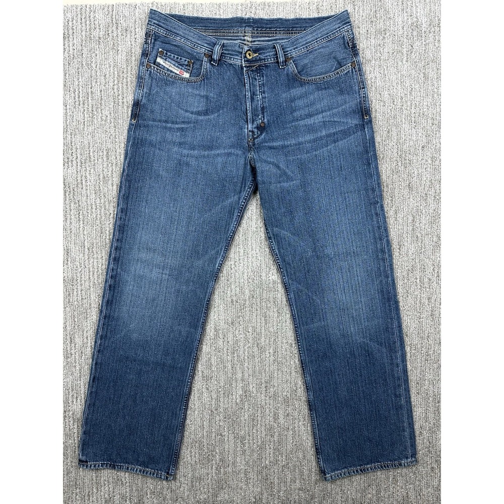 Diesel Kuratt Jeans Men 36 (Fits 36x32) Blue Wide Leg Button Fly Denim Italy Vtg